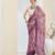 Purple color bollywood style printed chiffon saree for ethnic party looks