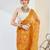 Yellow color bollywood style printed chiffon saree for ethnic party looks