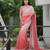 Peach color faux georgette fabric beautiful padding color saree with smart and trendy mirror work