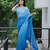 Blue color faux georgette fabric beautiful padding color saree with smart and trendy mirror work
