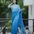 Blue color faux georgette fabric beautiful padding color saree with smart and trendy mirror work