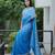 Blue color faux georgette fabric beautiful padding color saree with smart and trendy mirror work