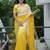 Yellow color faux georgette fabric beautiful padding color saree with smart and trendy mirror work