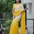 Yellow color faux georgette fabric beautiful padding color saree with smart and trendy mirror work