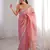 Pink color spun cotton fabric designer woven saree