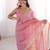 Pink color spun cotton fabric designer woven saree