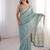 Sky blue color spun cotton fabric designer woven saree