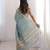 Sky blue color spun cotton fabric designer woven saree