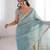 Sky blue color spun cotton fabric designer woven saree