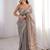 Grey color spun cotton fabric designer woven saree