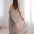 Grey color spun cotton fabric designer woven saree