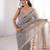 Grey color spun cotton fabric designer woven saree