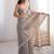Grey color spun cotton fabric designer woven saree