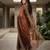 Brown color beautiful sequins embroidered frendy chiffon ceremonial saree