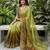 Mahendi color beautiful sequins embroidered frendy chiffon ceremonial saree