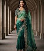 Rama beautiful sequins embroidered frendy chiffon ceremonial saree