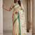 Beautiful beige color virana silk fabric elegant printed saree with dori work