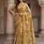 Beautiful gold color virana silk fabric elegant printed saree with dori work