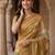 Beautiful gold color virana silk fabric elegant printed saree with dori work
