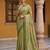 Beautiful mahendi color virana silk fabric elegant printed saree with dori work