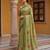 Beautiful mahendi color virana silk fabric elegant printed saree with dori work