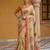 Beautiful peach color virana silk fabric elegant printed saree with dori work