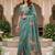 Beautiful green color virana silk fabric elegant printed saree with dori work