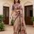 Beautiful chiku color virana silk fabric elegant printed saree with dori work