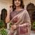 Beautiful chiku color virana silk fabric elegant printed saree with dori work