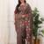 Brown color manipuri silk elegant saree with beautiful embroidered with cut work