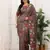 Brown color manipuri silk elegant saree with beautiful embroidered with cut work