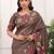 Brown color manipuri silk elegant saree with beautiful embroidered with cut work