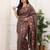 Brown color manipuri silk elegant saree with beautiful embroidered with cut work