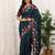 Blue color manipuri silk elegant saree with beautiful embroidered with cut work