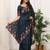 Blue color manipuri silk elegant saree with beautiful embroidered with cut work
