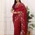 Red color manipuri silk elegant saree with beautiful embroidered with cut work