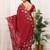 Red color manipuri silk elegant saree with beautiful embroidered with cut work