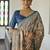 Blue color beautiful madhubani printed tussar silk saree for festive looks