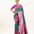 Rama color banarasi silk fabric paithani woven designer ethnic partywear saree