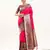 Pink faux banarasi silk fabric paithani woven designer ethnic partywear saree