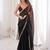 Black color bollywood style ethnic partywear frendy satin fabric saree