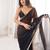 Black color bollywood style ethnic partywear frendy satin fabric saree