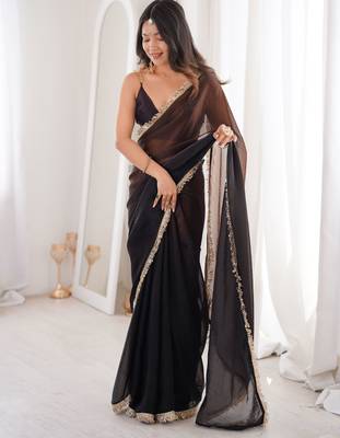 Black style ethnic partywear frendy satin saree 4