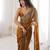 Gold color bollywood style ethnic partywear frendy satin fabric saree