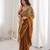 Gold color bollywood style ethnic partywear frendy satin fabric saree
