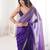 Purple color bollywood style ethnic partywear frendy satin fabric saree