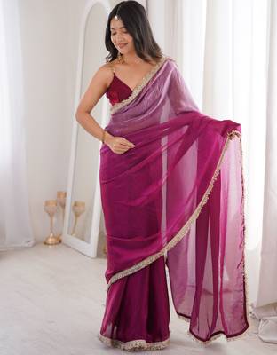Wine style ethnic partywear frendy satin saree 1