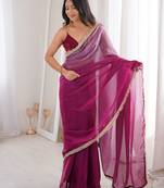 Wine style ethnic partywear frendy satin fabric saree