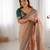 Peach color banarasi crush fabric designer partywear saree for bollywood looks