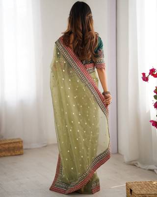 Pista faux banarasi crush partywear saree  2